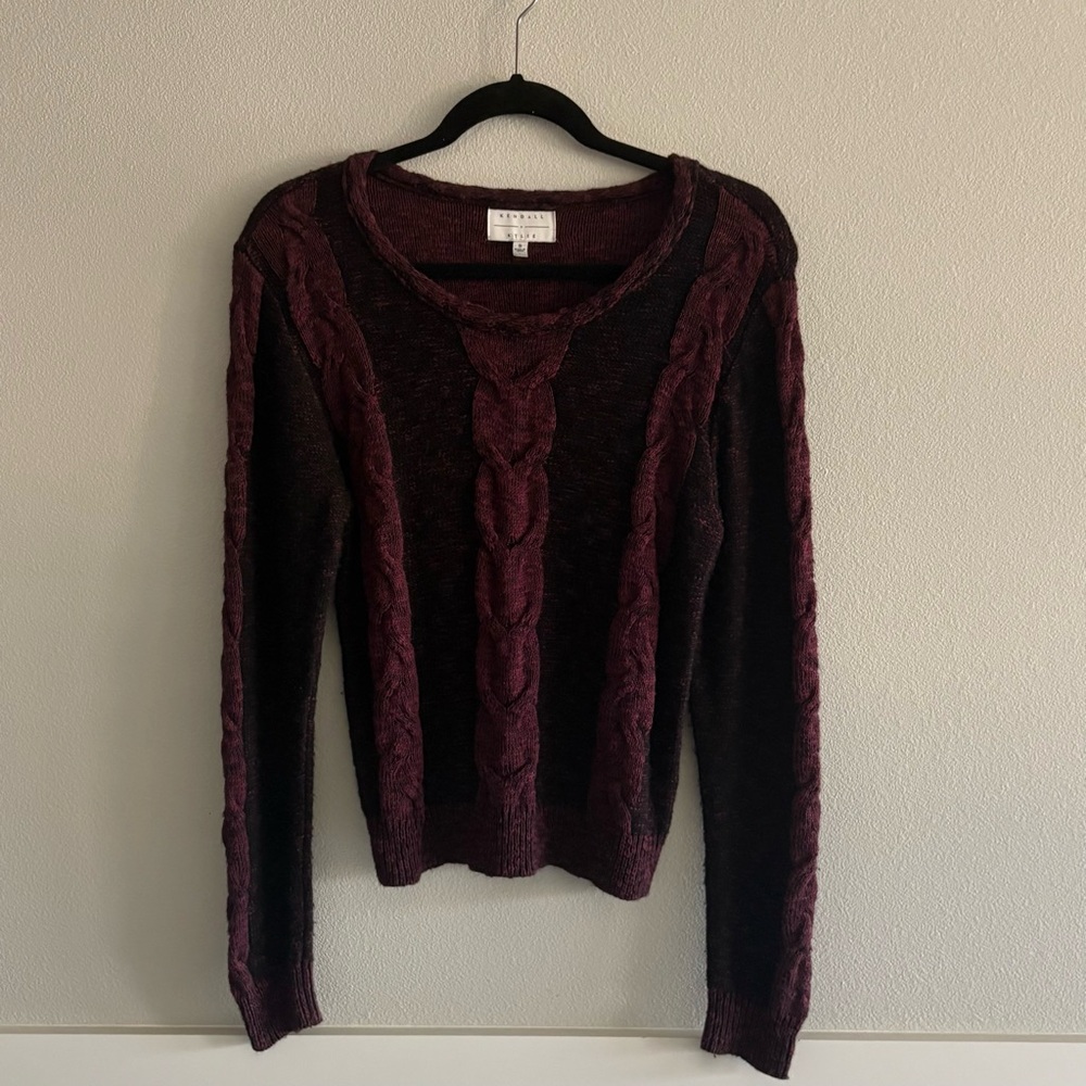 Kendall & Kylie Burgundy Cable Knit Sweater (S)